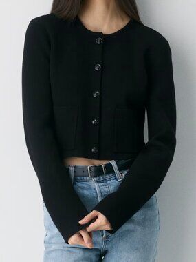 Aritzia Babaton Notable Wonder Yarn Cardigan In Black Women's Size Small - NWT